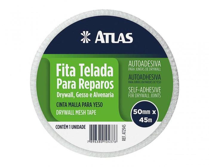 Imagem de Fita Telada Atlas Reparos Para Drywall/Gesso/Alvena 50Mmx45M