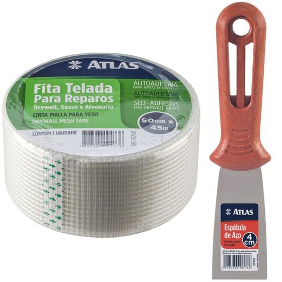 Imagem de Fita Telada Auto Adesiva Reparo 50Mm X 45M + Espátula 4Cm