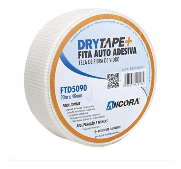 Imagem de Fita Telada Drywal Autoadesiva Fibra De Vidro 90mx48mm