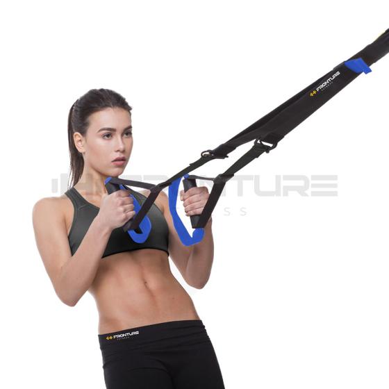 Imagem de Fita Trx Duplo Treino Suspenso Funcional Cross Training Azul treinamento Suspensão Profissional