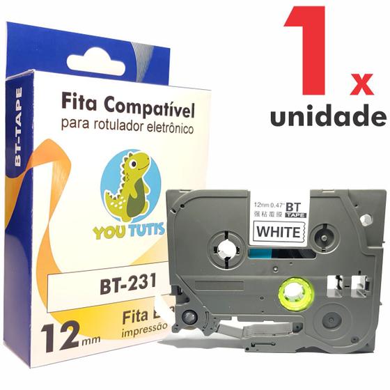 Imagem de Fita TZE TZ 231 Compatível P/ Rotulador BROTHER 12mm Branca