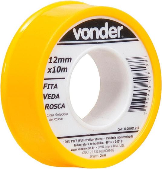 Imagem de Fita veda rosca 12mmx10m ptfe teflon - Vonder