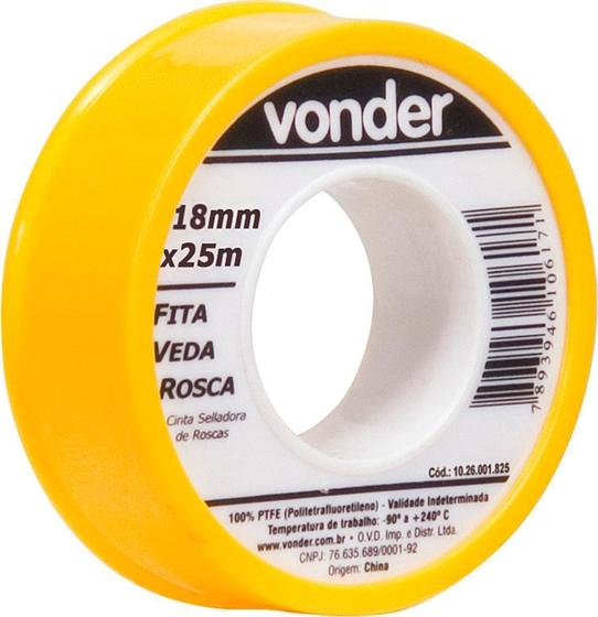 Imagem de Fita veda rosca 18mmx10m ptfe teflon - Vonder