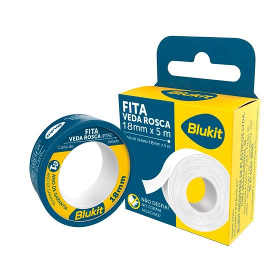 Imagem de Fita Veda Rosca Alto Desempenho Rolo18Mm X 5M Blukit