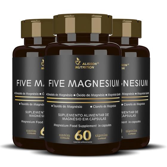 Imagem de Five Magnesium 5 Magnésio Taurato Quelato Bisglicinato Cloreto 180 cápsulas