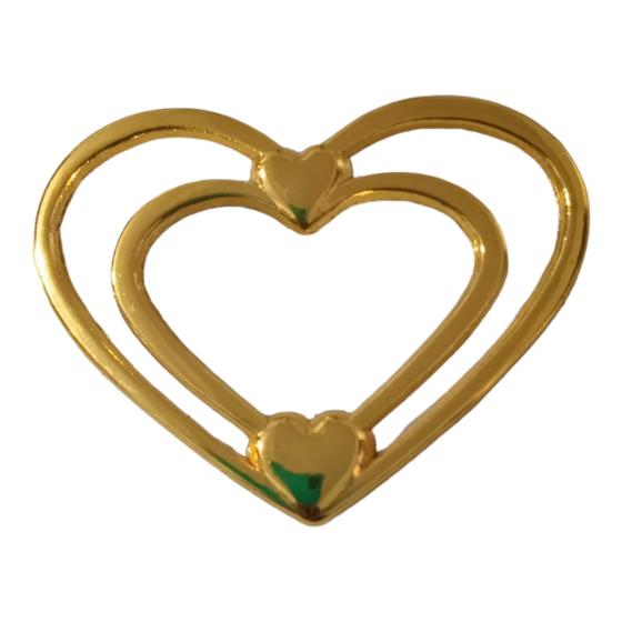 Imagem de Fivela Modelo Coração Metal dois gomos pacote com 6pçs Cor Dourado