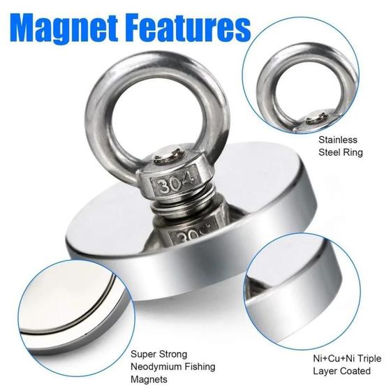 Imagem de Fixador Magnético 32Mm Rosca M5 Olhal Força Aprox. 32Kg 1Un