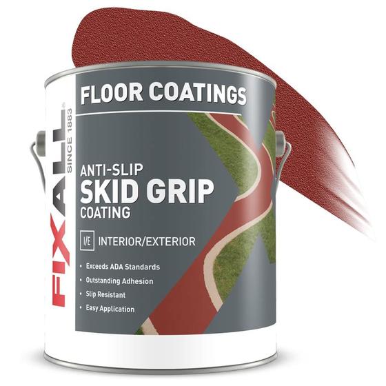 Imagem de FIXALL Skid Grip Anti-Slip Tinta Acrílica - Revestimento Texturizado para Resistência 100% Skid - Ideal para Quadras Esportivas, Áreas de Piscina, Calçadas e Estacionamentos - Cor: Vermelho (1 Gal)