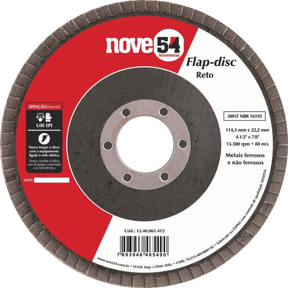 Imagem de Flap disc 4.1/2" g50 costado fibra reto para aço carbono - Nove54