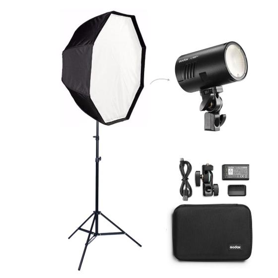 Imagem de Flash Compacto Godox Ad100 Pro Ttl Hss + Octabox + Tripé 2m