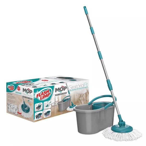 Imagem de Flash Limp MOP5010 - Mop FIT Giratório, Medidas Balde - 22 cm x 39 cm x 20,5 cm, Cabo com refil - 35 cm x 35 cm x 104 cm