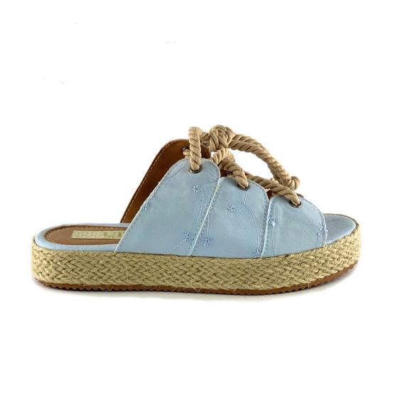 Imagem de Flat Form Maya de Tecido Azul Agua e Acabamento da Palmilha com Corda de Sisal 3 cm - ULLY