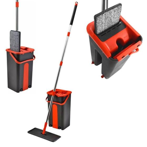 Imagem de Flat Mop Rodo Lava E Seca Esfregão Com Balde Para 05 Litros