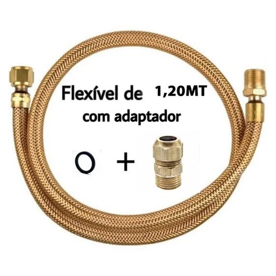 Imagem de Flexível Latão Para Fogão e Cooktop 1,20 MT Com Adaptador