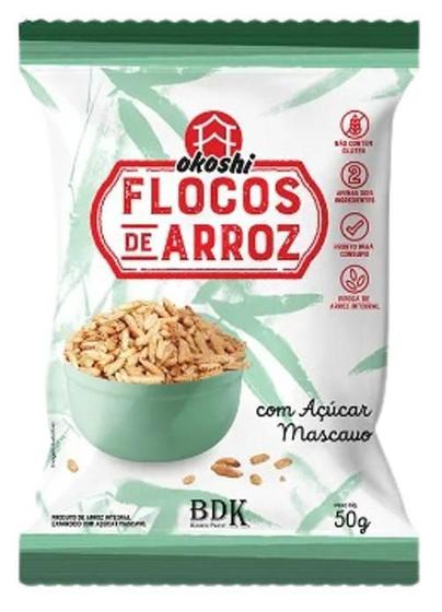 Imagem de Flocos De Arroz Integral Com Açúcar Mascavo Okoshi 50G