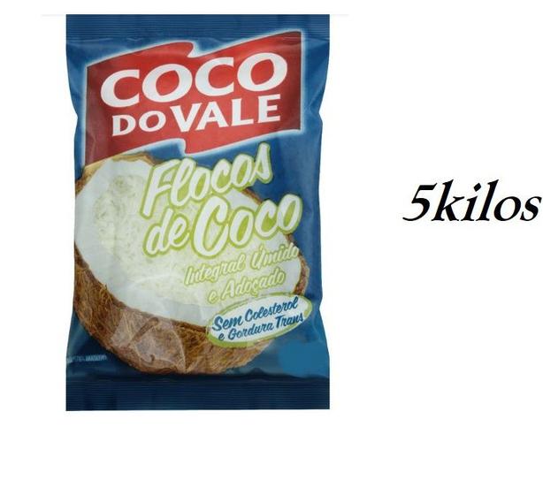 Imagem de Flocos de Coco Integral Umido e Adoçado Coco do Vale 5 kilos