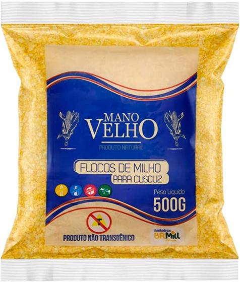 Imagem de Flocos de Milho Flocão de Milho Cuscuz Mano Velho 500g