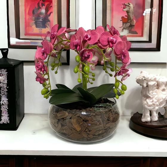 Imagem de Flor Artificial Para Sala Decorativa Orquídea Super Realista Rosa