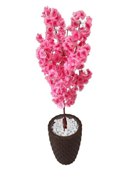 Imagem de Flor Cerejeira Pink Japonesa Arranjo Artificial Com Vaso de Decoração