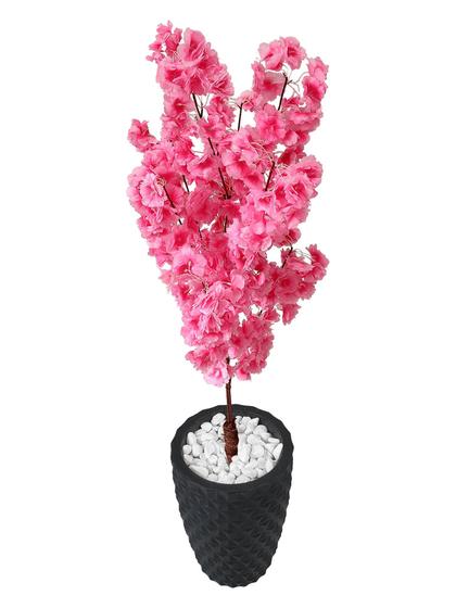 Imagem de Flor Cerejeira Pink Japonesa Arranjo Artificial Com Vaso de Decoração