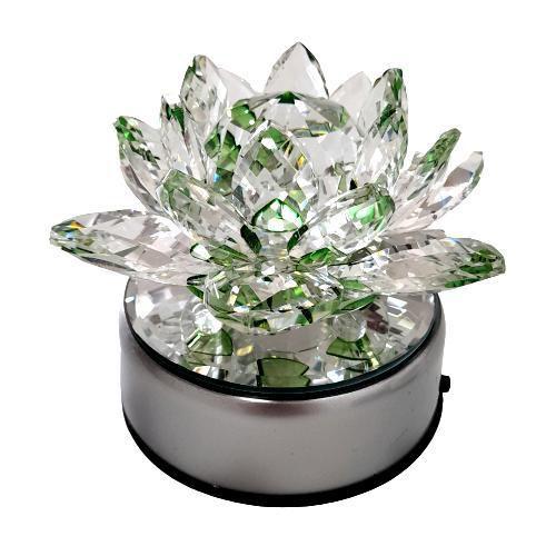 Imagem de Flor Lótus 10Cm + Base Led Girátoria Verde Cristal