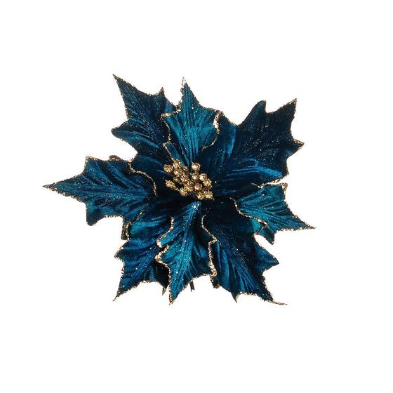 Flor Natalina Artificial Azul Marinho e Ouro Cabo Curto 30cm - Cromus -  Flores Artificiais - Magazine Luiza