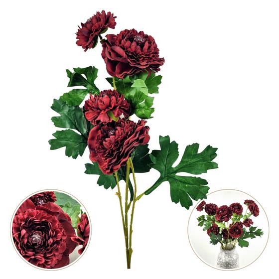 Flor Ranunculus Vermelha 70X20Cm Planta Artificial - Inigual Imagem de Flor Ranunculus Vermelha 70X20Cm Planta Artificial