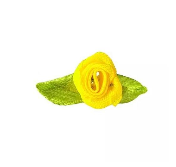 Imagem de Flor Rococó de Cetim 2,5cm Amarelo - 50 Unidades