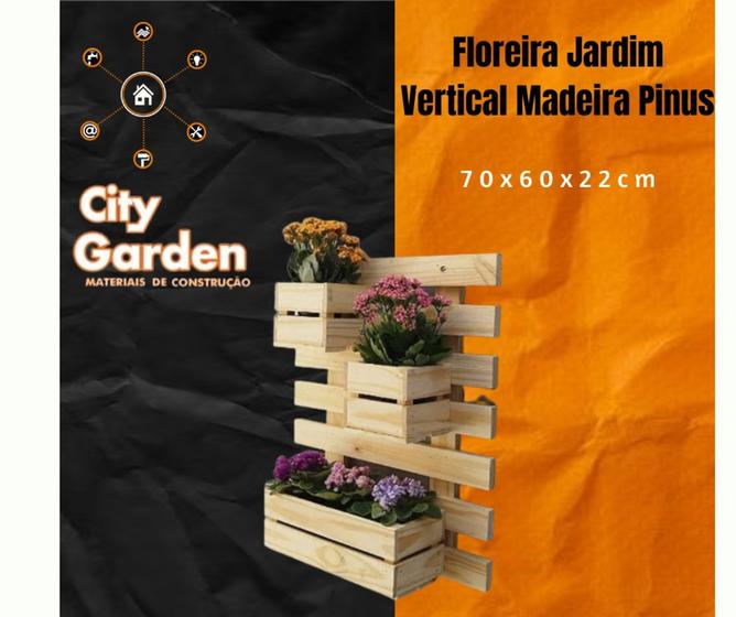 Imagem de Floreira Jardim Vertical Madeira Pinus  70x60x22 cm