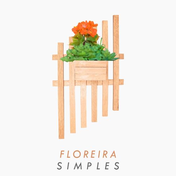 Imagem de Floreira ripada de parede modelo crescente - com cachepot (não inclui flor)
