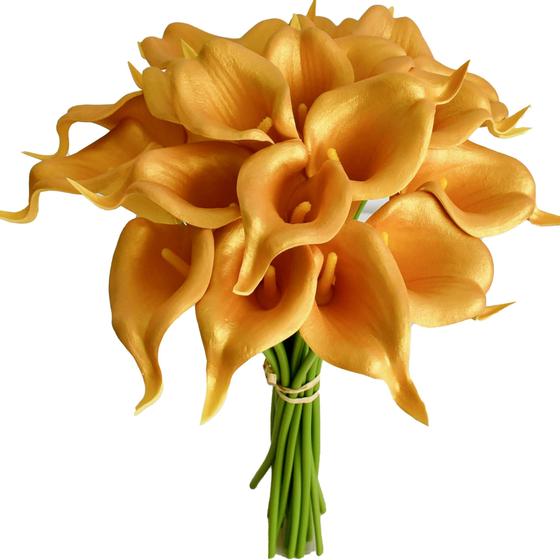 Imagem de Flores Artificiais Calla Lily Mandy's - 20 Unidades Douradas (35cm)