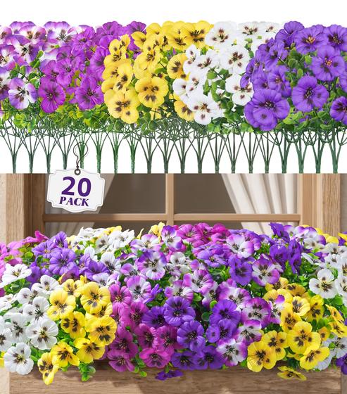 Flores Artificiais de Amor-perfeito Ivydale 20 Unidades Resistentes a UV