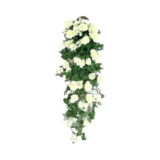 Imagem de Flores Artificiais de Rattan - Parede Pendurada com Rosas - Decoração para Casa e Casamento