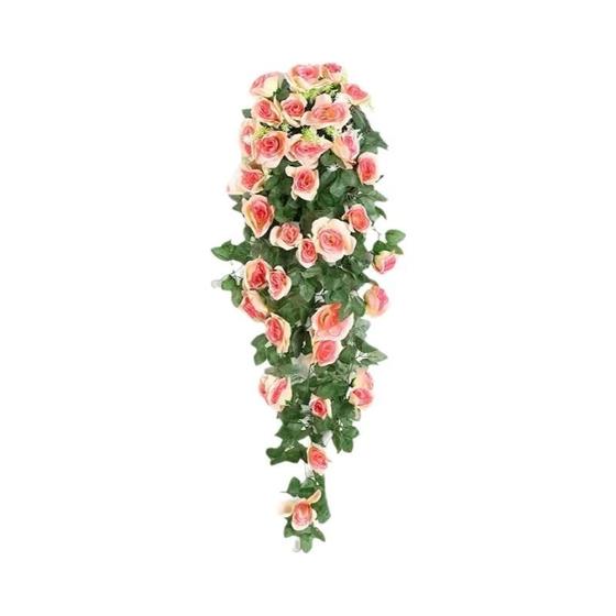 Imagem de Flores Artificiais de Rattan - Parede Pendurada com Rosas - Decoração para Casa e Casamento