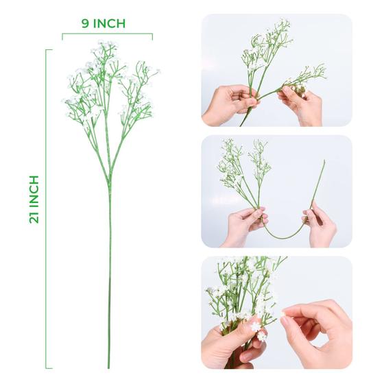 Flores artificiais LYLYFAN Babys Breath Gypsophila x6