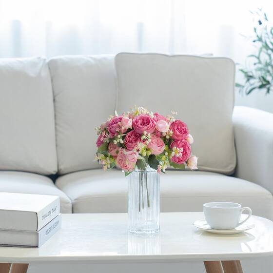 Flores artificiais: peônias Mkono para decoração de interiores