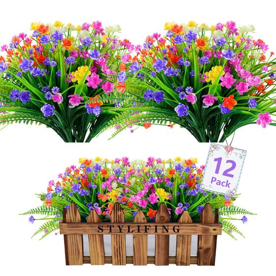 Imagem de Flores artificiais STYLIFING 12 pacotes para decoração de exteriores