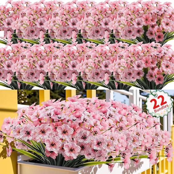 Imagem de Flores artificiais Usmilegift Outdoor Resistente a UV, 22 pacotes