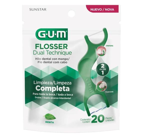 Imagem de Flosser Fio Dental Com Haste Gum Dual Technique 20 Unidades