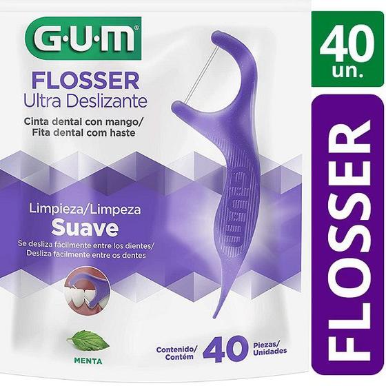 Imagem de Flosser Fio Dental com Haste GUM Roxo 40 Unidades