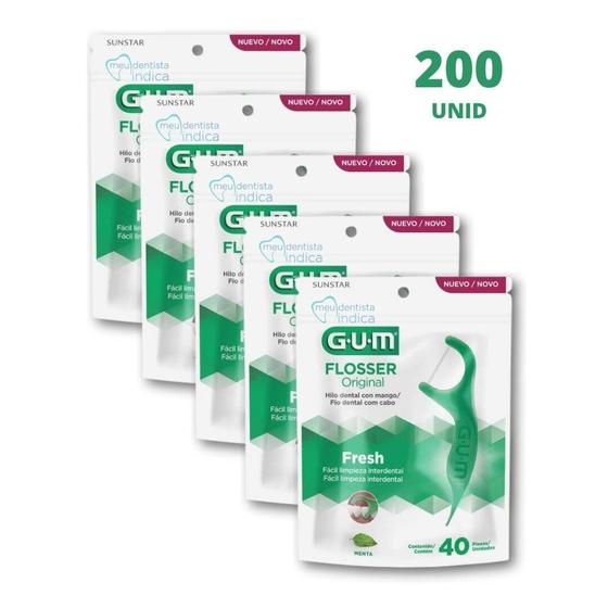 Imagem de Flosser Original Verde GUMFio Dental Adulto com Cabo  200 unidades