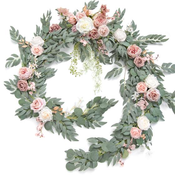 Imagem de Flower Garland Ling's Moment de 2,7 m para decoração de fundo Dusty Rose