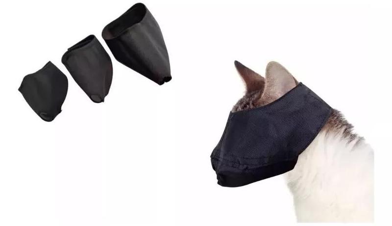 Imagem de Focinheira Mascara Para Gatos Reforçada em  Nylon Kit Com 03 Unidades PMG