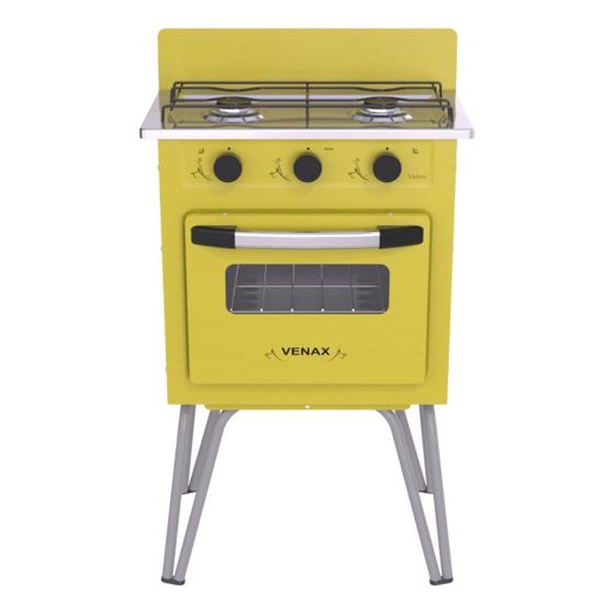 Fogão 2 Bocas Venax Gemini Vetrô Amarelo - Gmv200 Fogão 2 Bocas Venax Gemini Vetrô Amarelo - Gmv200