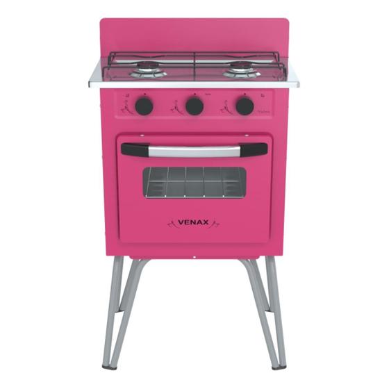 Fogão 2 Bocas Venax Gemini Vetrô Rosa - Gmv200 Fogão 2 Bocas Venax Gemini Vetrô Rosa - Gmv200