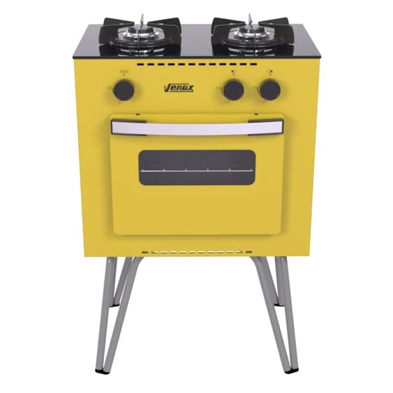 Fogão 2 Bocas Venax Mini Cook Amarelo Mesa em Vidro - 16247 Fogão 2 Bocas Venax Mini Cook Amarelo Mesa em Vidro - 16247