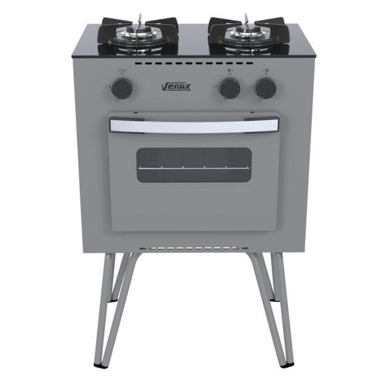 Imagem de Fogao 2 Bocas Venax Mini Cook Grafite Gas Glp