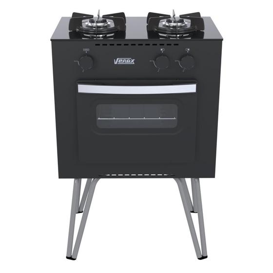 Imagem de Fogao 2 Bocas Venax Mini Cook Preto Fosco Gas Glp