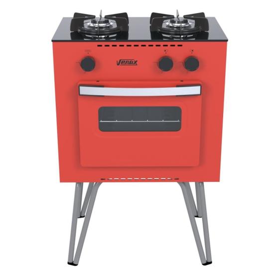 Fogão 2 Bocas Venax Mini Cook Vermelho Mesa em Vidro - 16253 Fogão 2 Bocas Venax Mini Cook Vermelho Mesa em Vidro - 16253