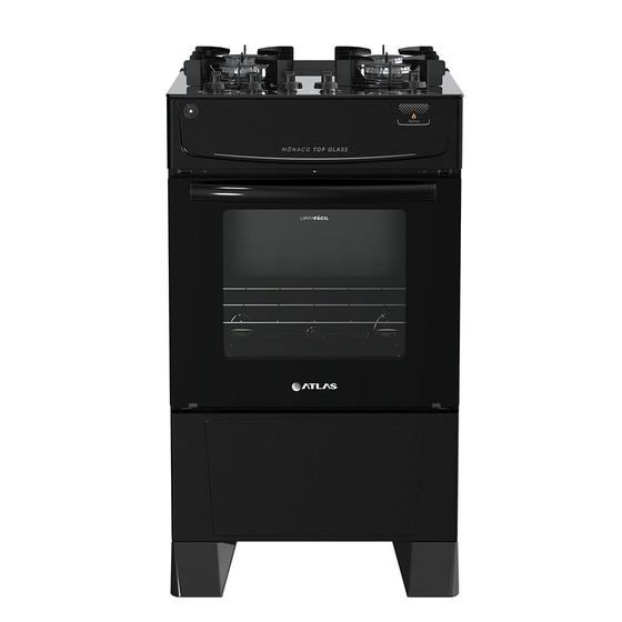 Imagem de Fogão 4 Bocas à Gás Atlas Mônaco Top Glass Mesa de Vidro Preto Bivolt